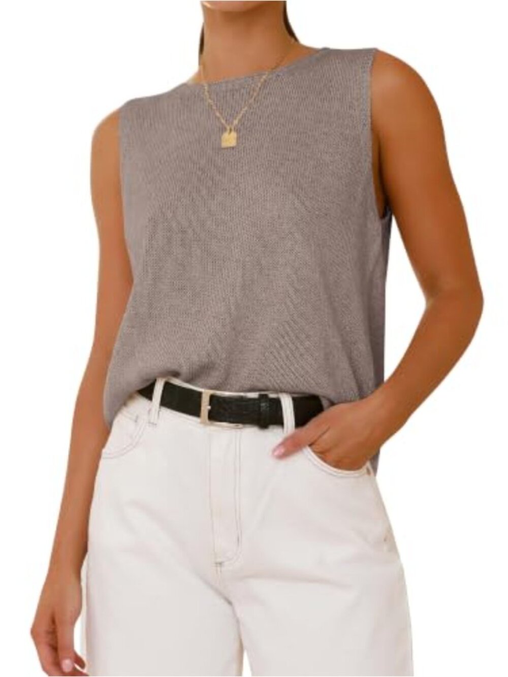 Loose Sleeveless Ribbed Knit Sweater Vest Tank Top Women